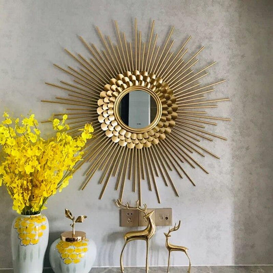 Gold Metal Decorative Sunburst Wall Mirror